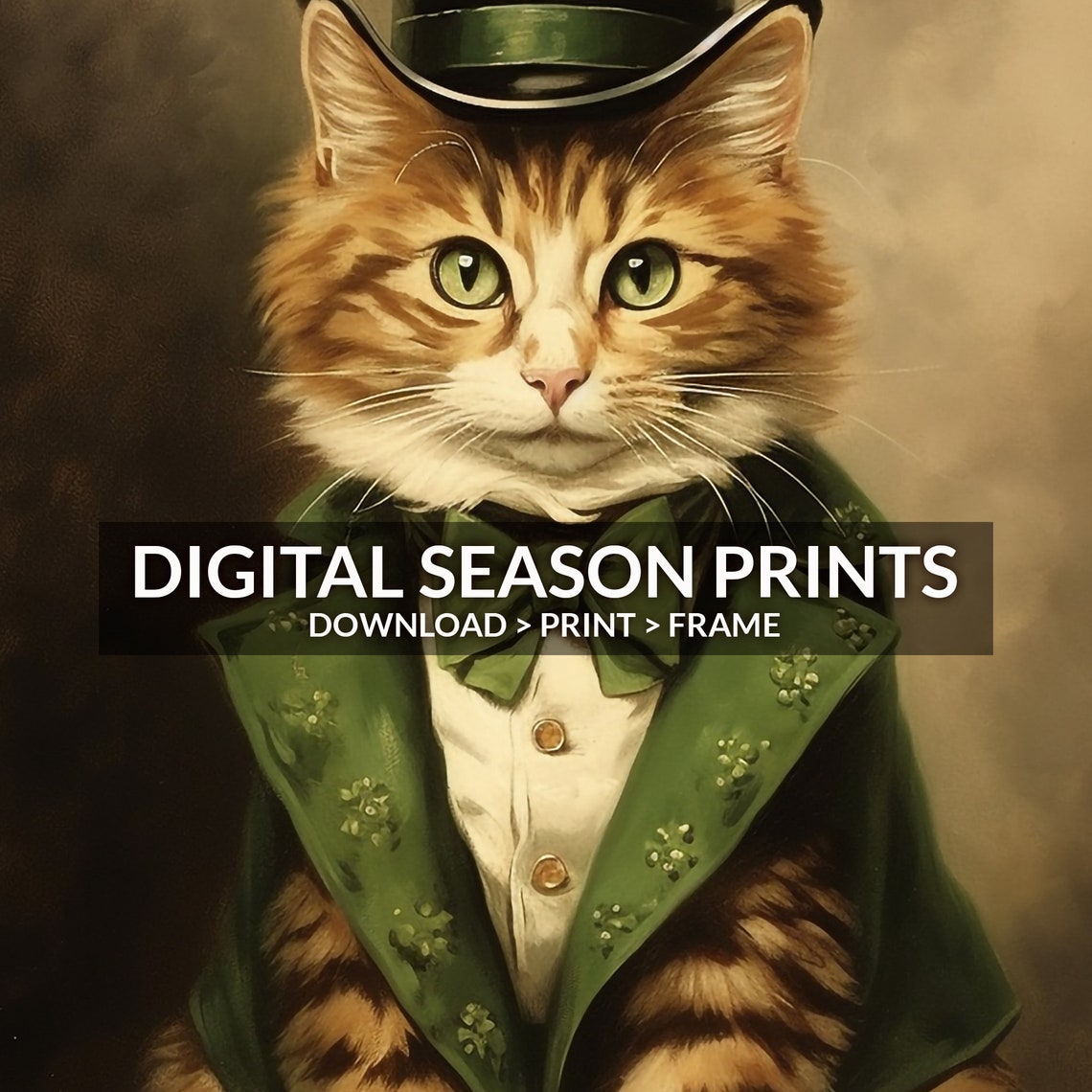 St Patricks Day Orange Cat In Green Shamrock Vest And Top Hat Poster - Image 6