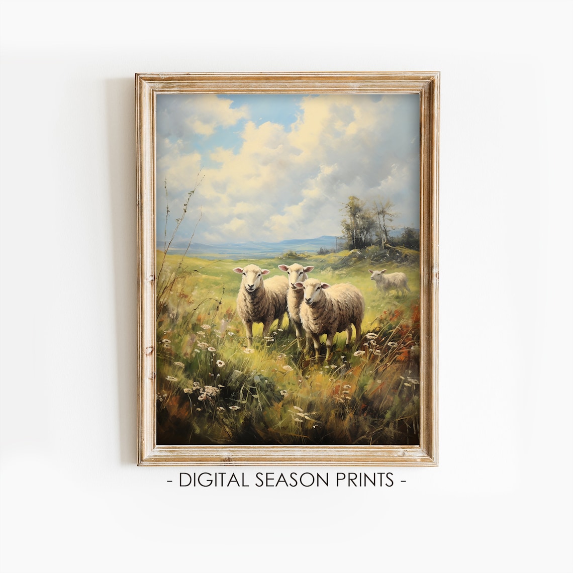 Sheep Painting Vintage Ireland Farmhouse Art Print
