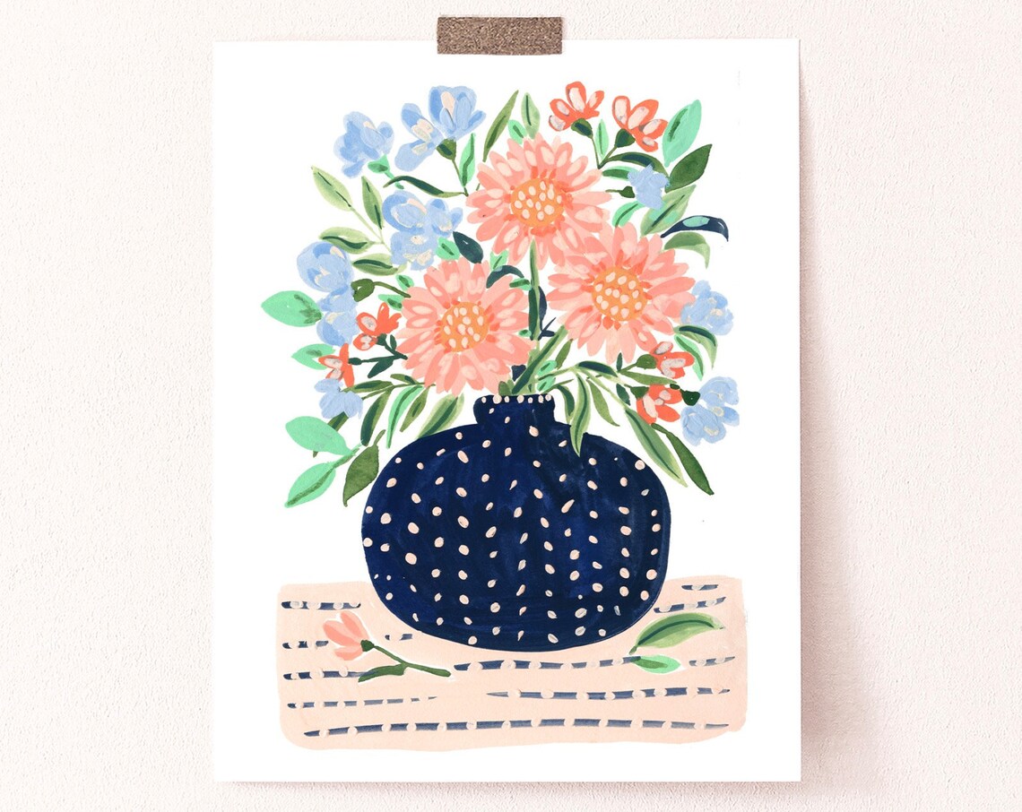 Flowers Floral Arrangement Art Print, Kitchen Decor