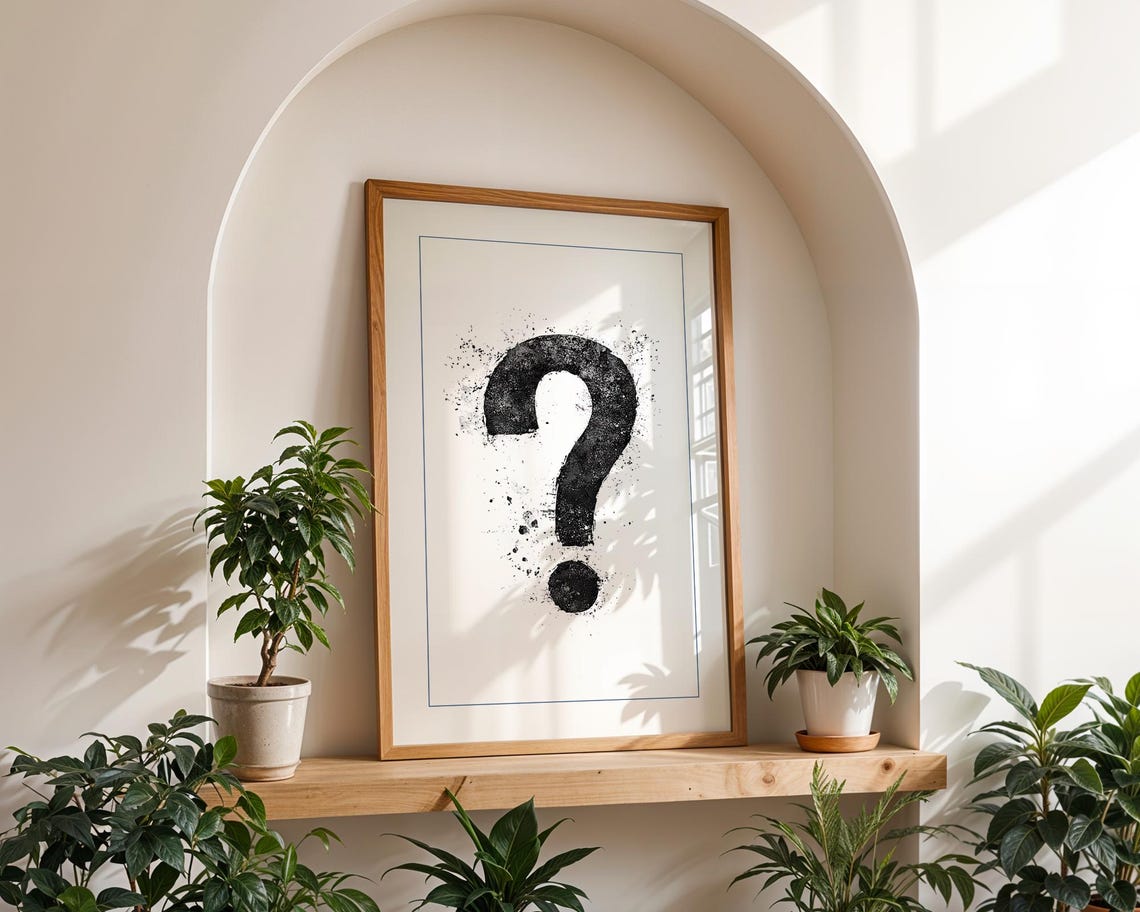 Question Mark Art, Distressed Minimalist Typography - Image 3