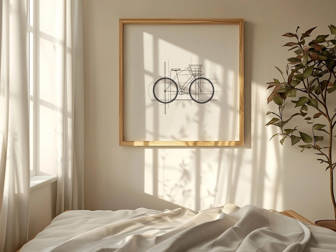Bicycle Blueprint, Minimalist Line Art Poster - Image 2