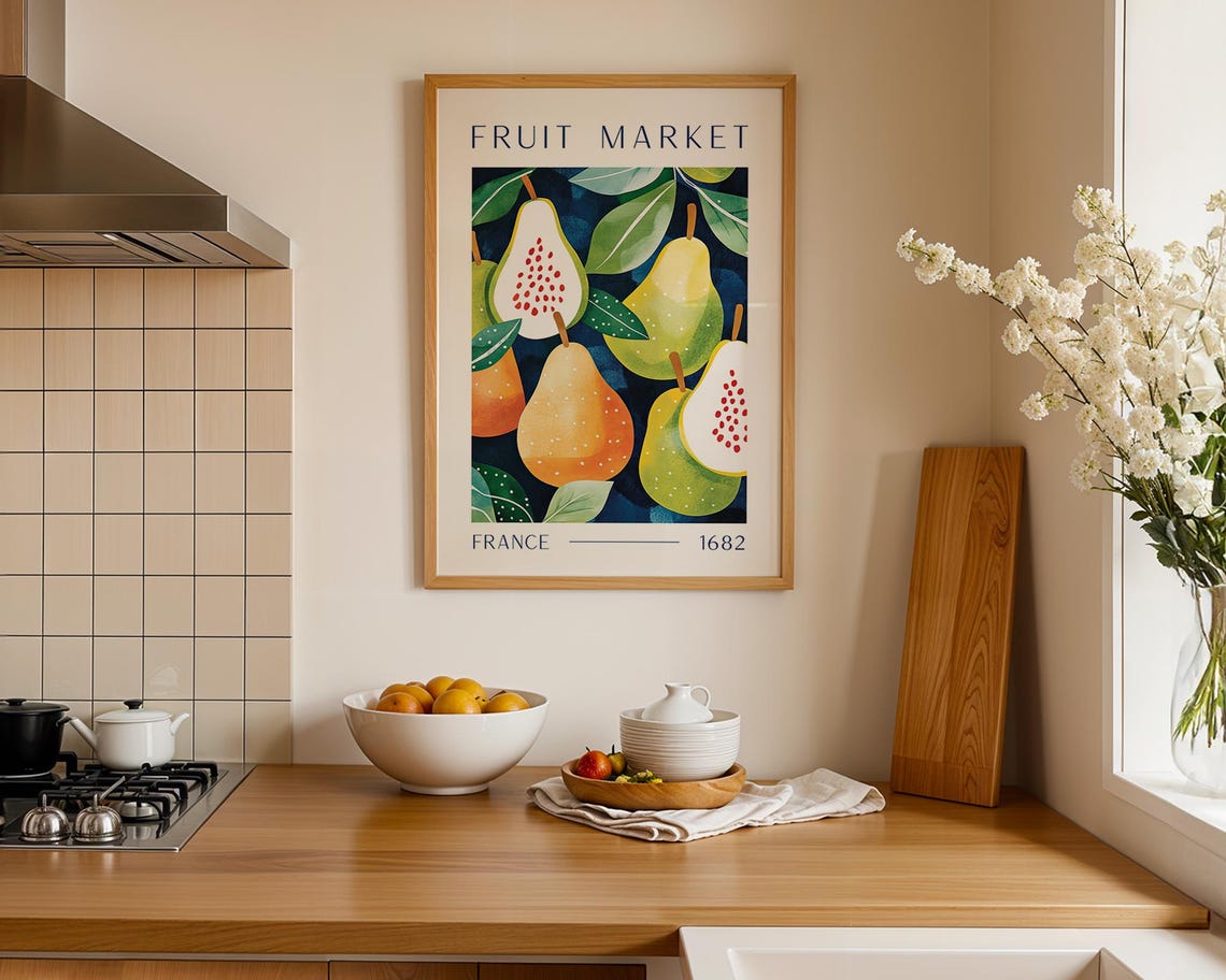 Vintage Fruit Market Poster, French Pear Illustration - Image 5