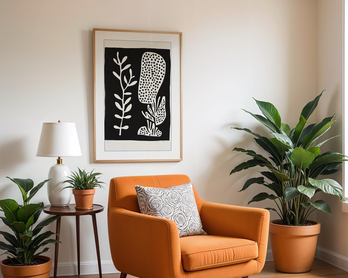 Abstract Botanical Print, Scandinavian Boho Nature - Image 2