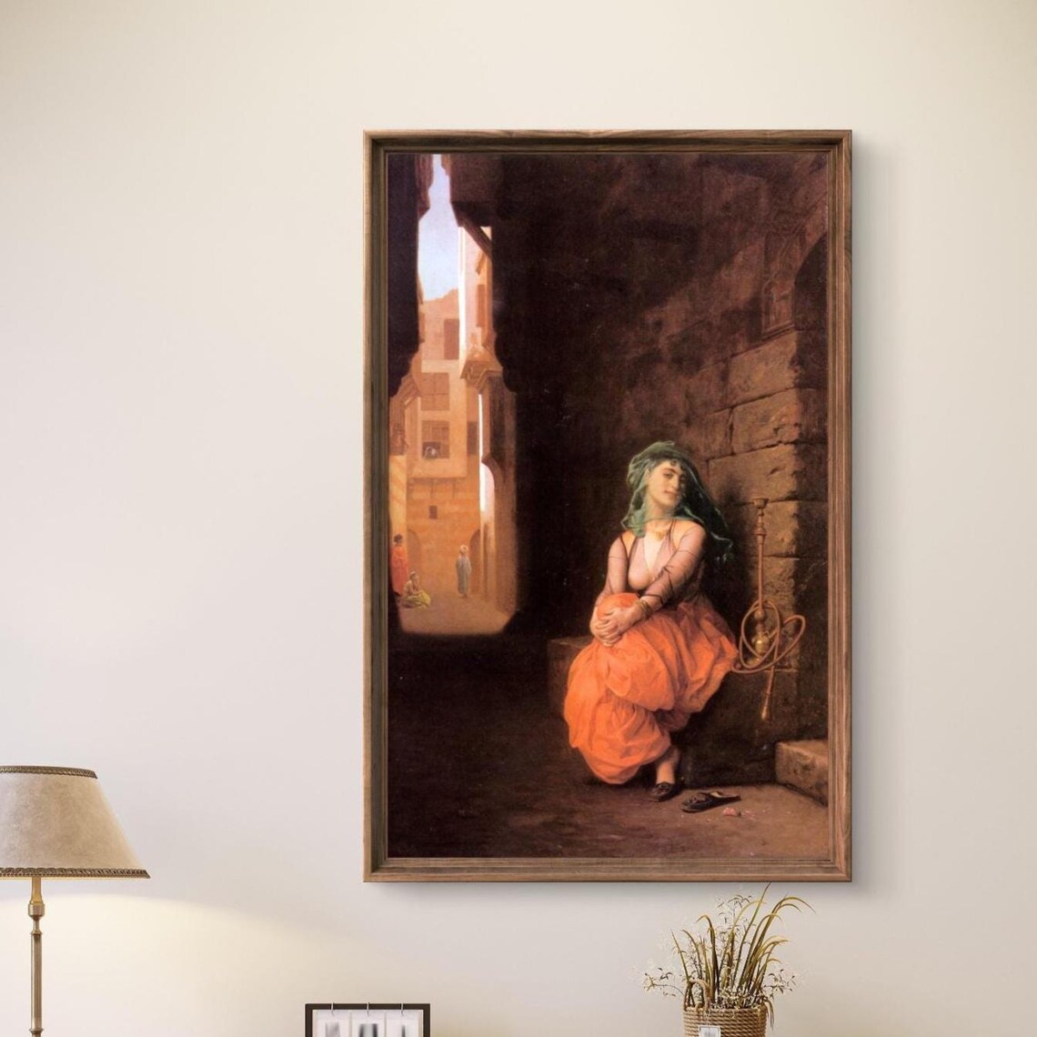 Vintage Orientalist Art Print Woman With Hookah