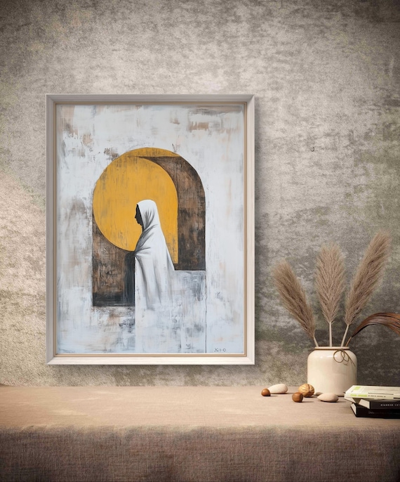 Robed Figure in Golden Archway Minimalist Islamic Art Wall Poster