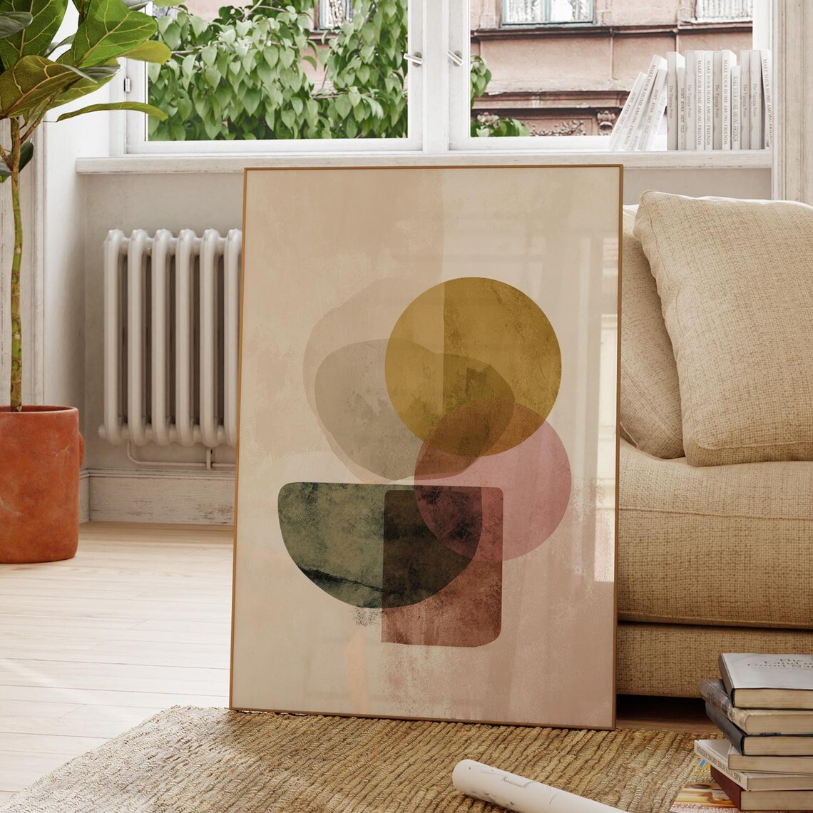 Retro Abstract Scandi Poster, Modern Living Room