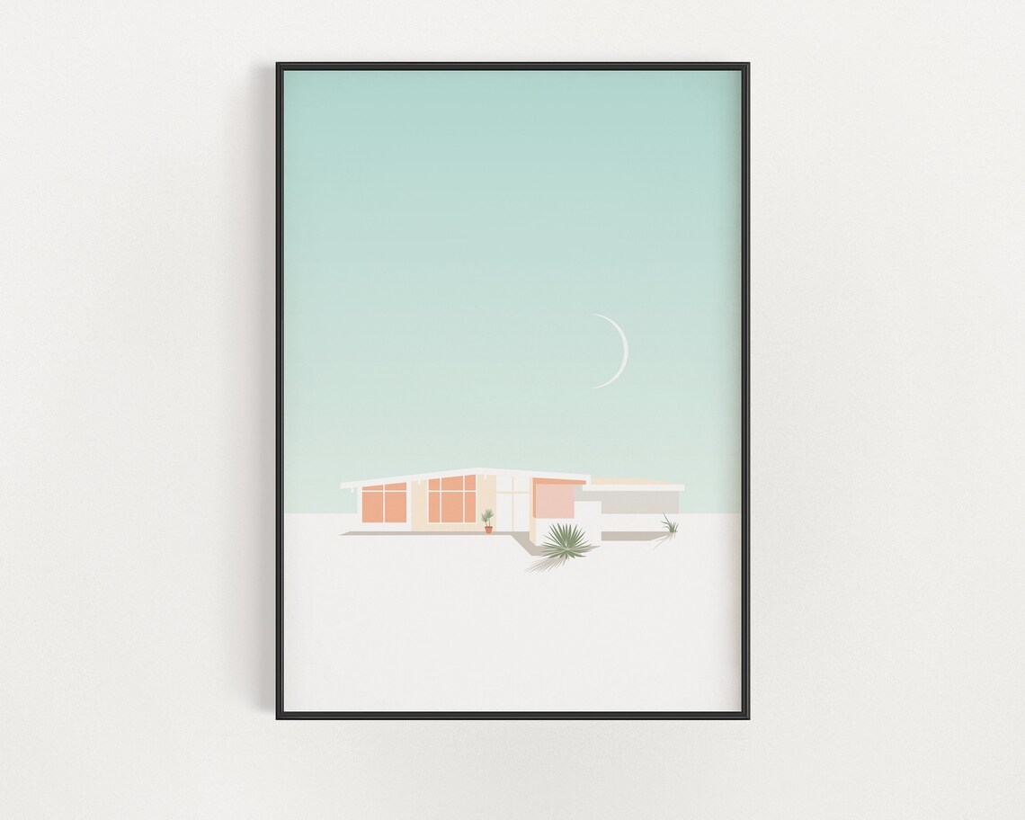 Palm Springs Wedding Gift Mid Century Modern Print California Architecture Poster Midcentury Modern Home Decor