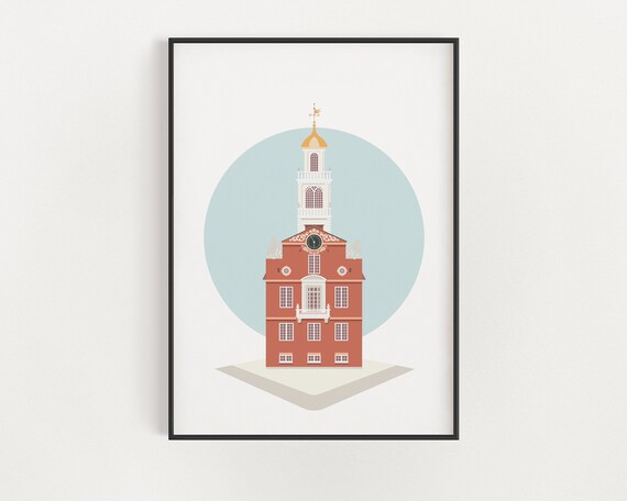 Boston Freedom Trail Poster, Historic Boston Architecture