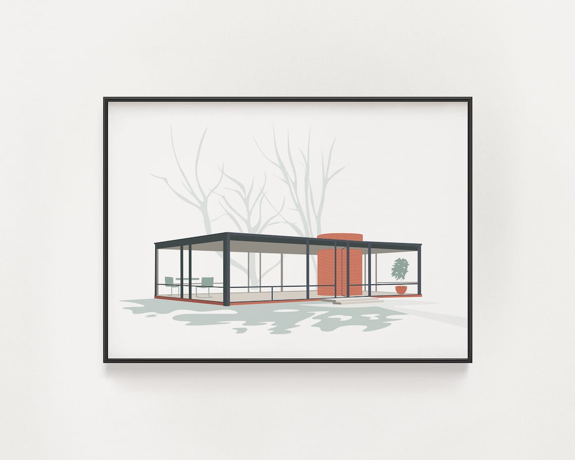 Mid-Century Modern Architecture, The Glass House Poster