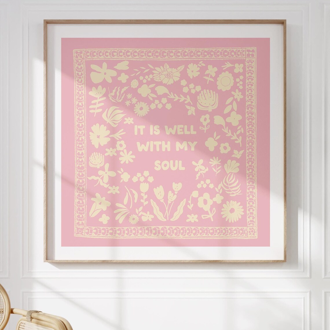 Tickle Me Pink It Is Well With My Soul Bandana Floral Quote Poster - Image 3
