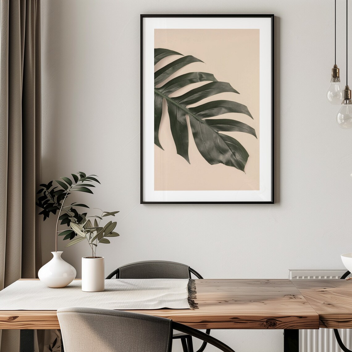 Botanical Print Set Palm Leaf And Monstera Prints Large Wall Art Botanical Decor Leaf Poster Print - Image 2