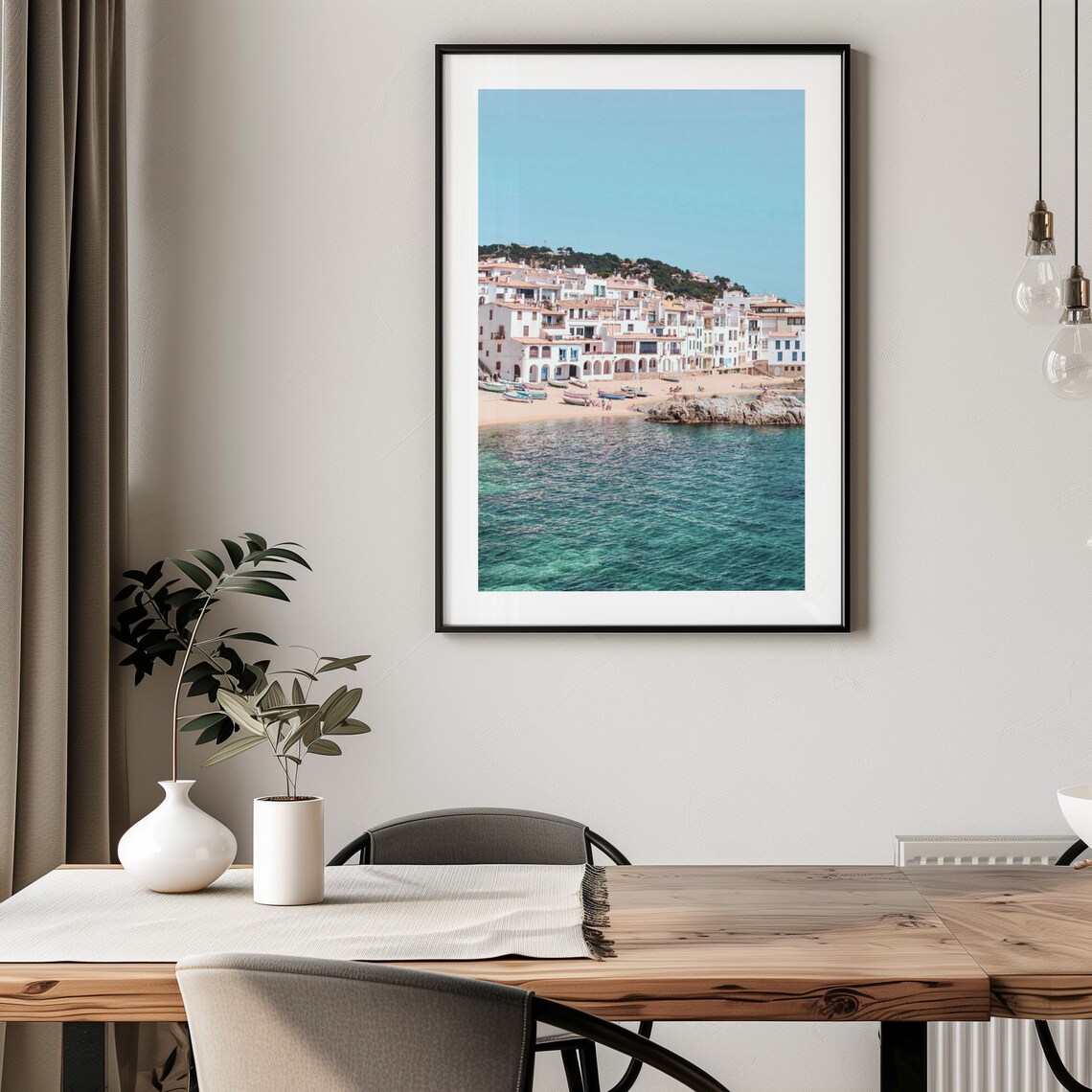 Cadaques Spain Turquoise Bay Beach Boats Coastal Travel Poster - Image 2