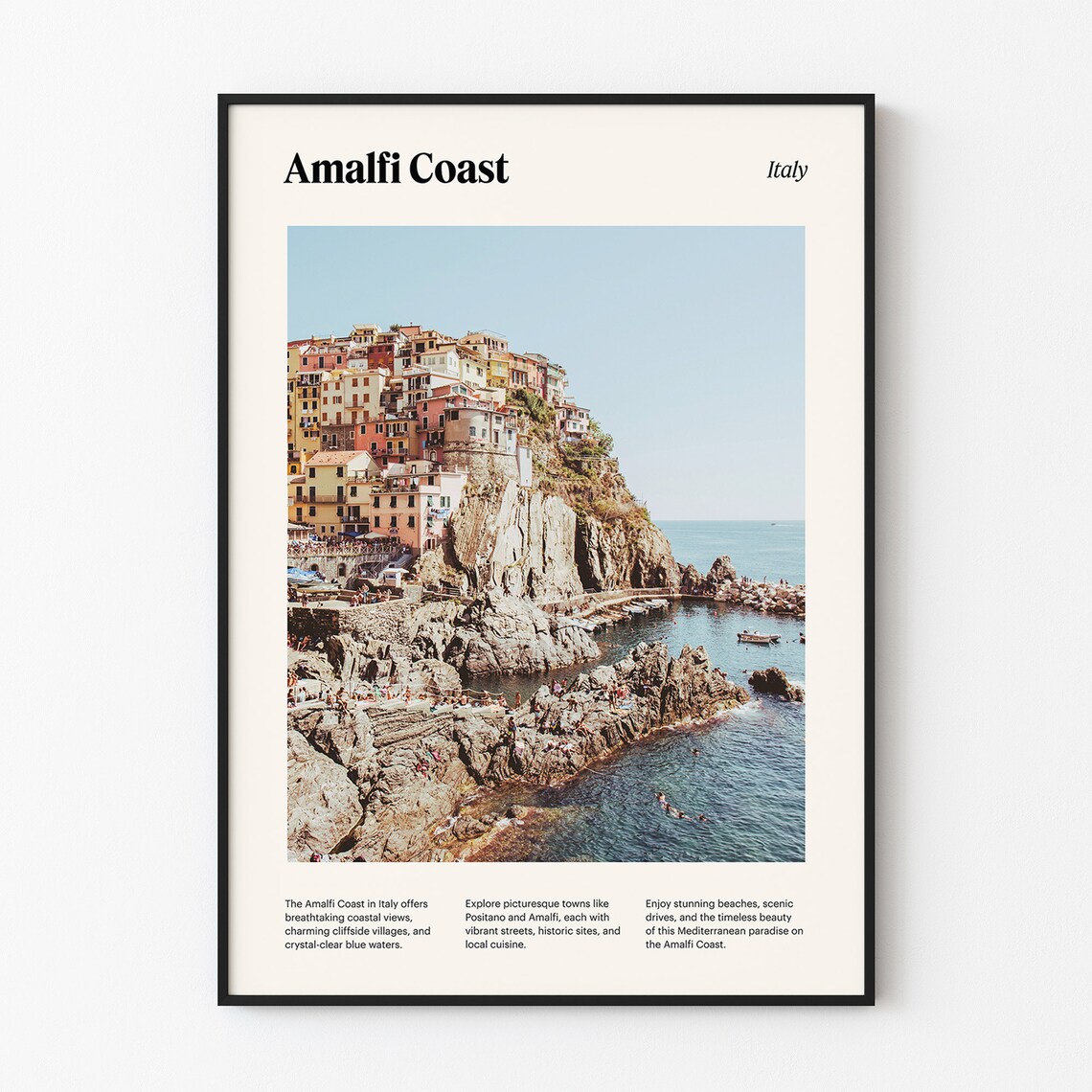 Amalfi Coast Cliffside Seaside Village Harbor Italy Travel Poster - Image 4