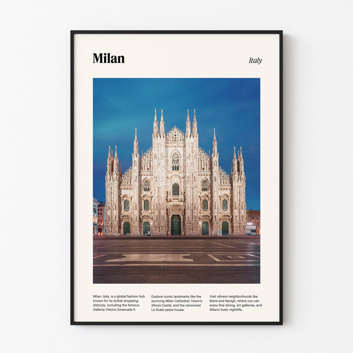 Milan Travel Poster Duomo Di Milano Print Italy Wall Art Milan Cathedral Decor European Cityscape Milan Photography Italy Art