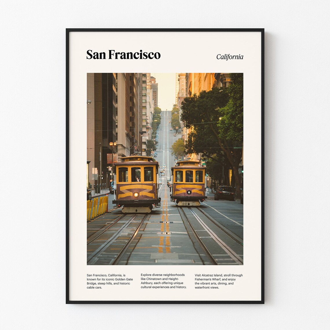 San Francisco Historic Cable Cars Dusk Street Scene View Poster - Image 4