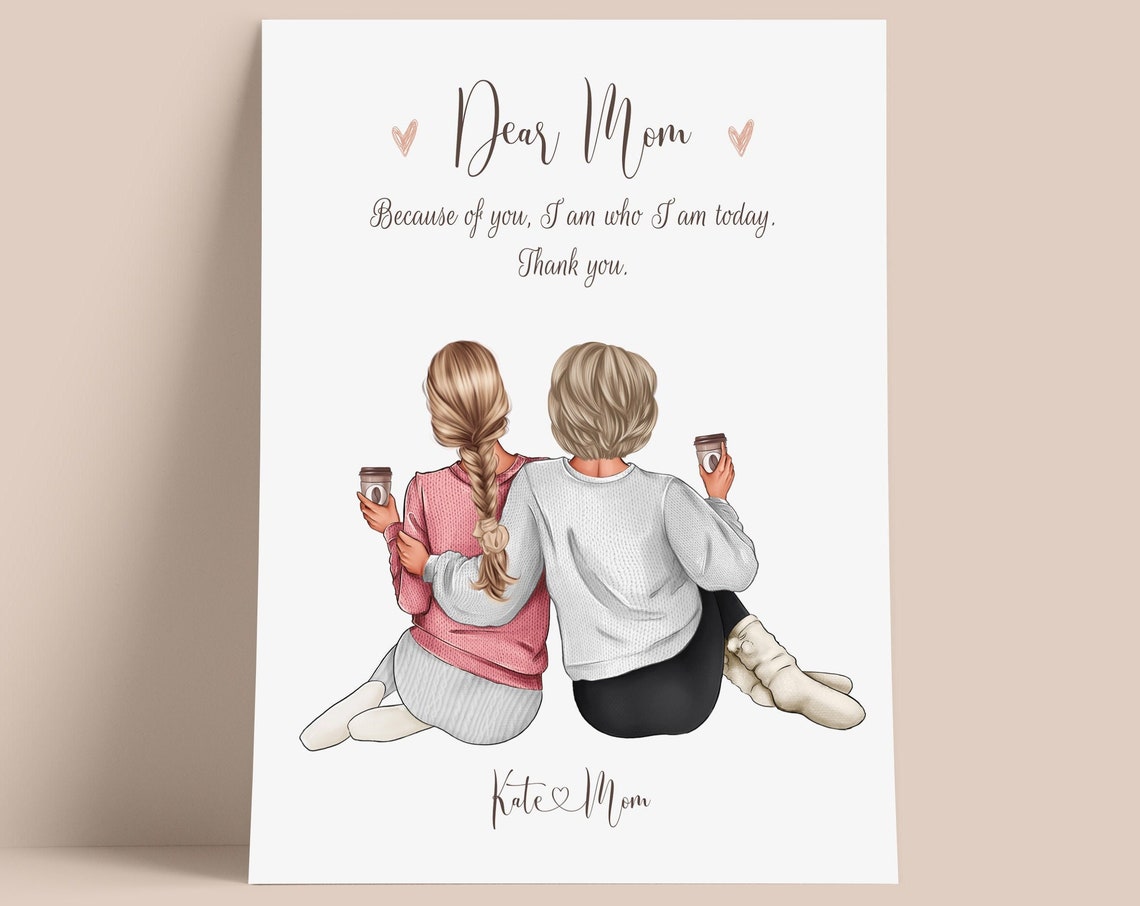 Dear Mom Personalized Mother Daughter Print Thank You Gift Idea