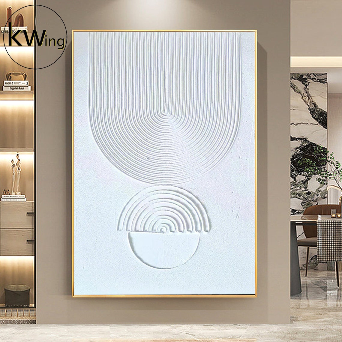 White Plaster 3D Geometric Arch Rainbow Texture Minimalist Art Poster - Image 3