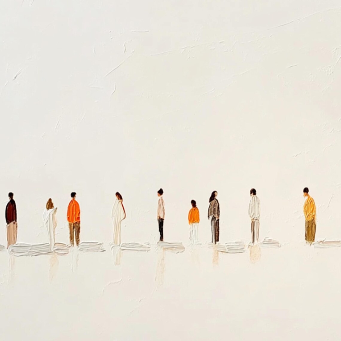 Minimalist Line of People Abstract Crowd Silhouettes Wall Art Poster - Image 2