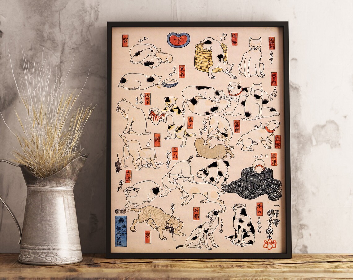 Japanese Cat Poster, Utagawa Kuniyoshi Vintage Art Print - Image 2