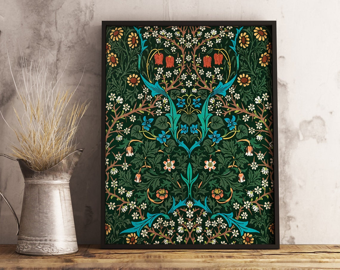 William Morris Vintage Dark Green Floral Botanical Pattern Art Print - Image 3