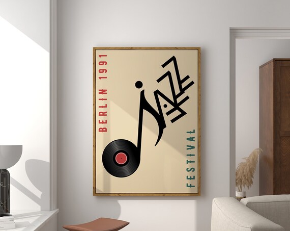 Jazz Festival Retro Music Note Mid-Century Poster
