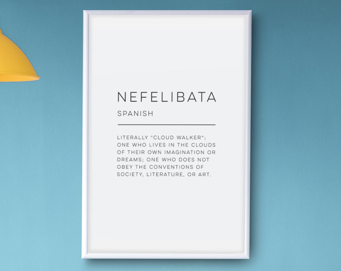 Nefelibata Spanish Definition Cloud Walker Dreamer Word Art Poster