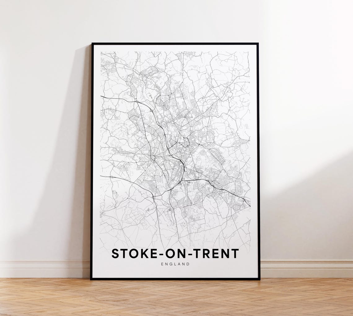 Stokeontrent City Map Stoke On Trent Print Poster Decor Instant