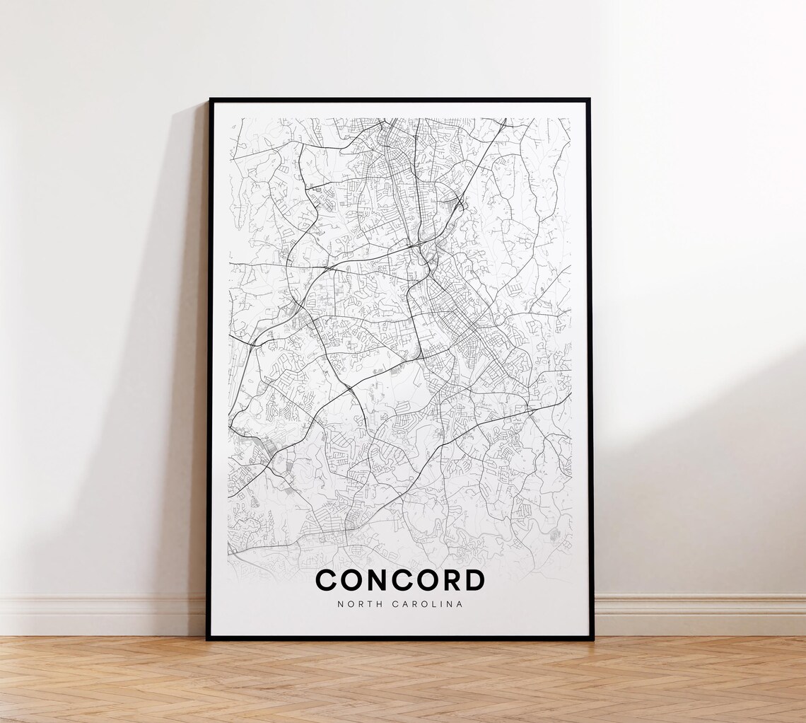 Concord North Carolina Minimalist City Street Map Line Poster