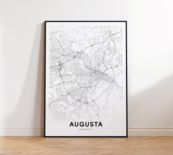 Augusta City Map Print Street Poster Georgia Art Road Minimalist Office Wall