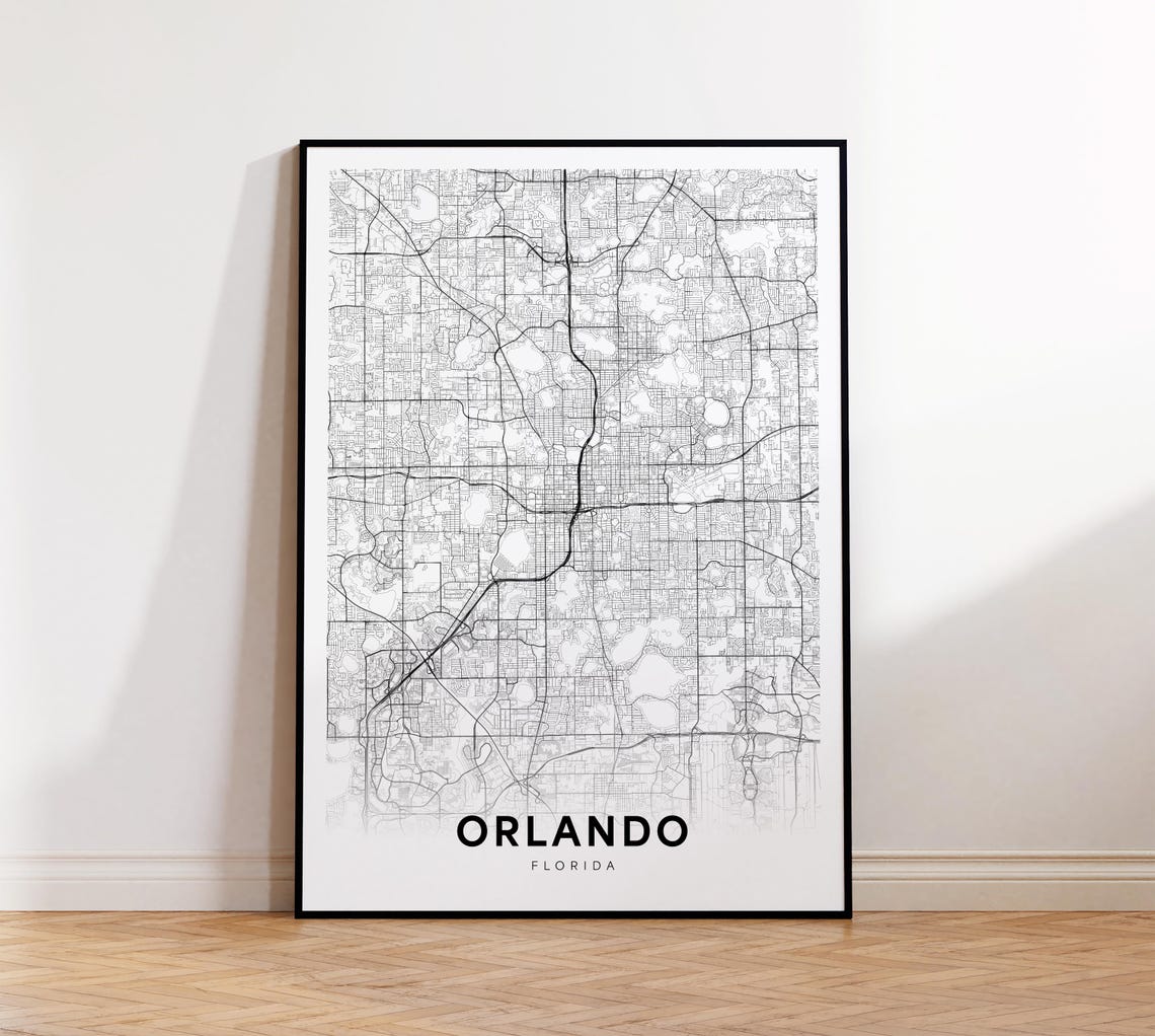 Orlando Florida City Street Map Minimalist Modern Travel Poster