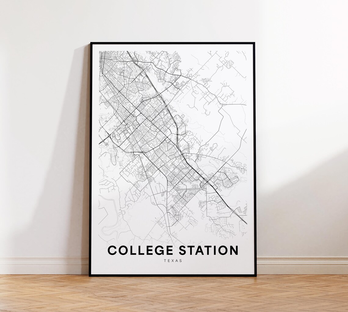 College Station Texas Street Network Minimalist City Map Art Poster