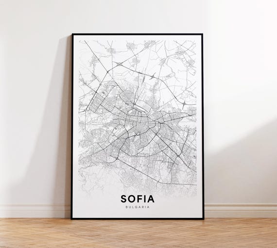Sofia City Map Street Bulgaria Modern Print Decor Wall Art Instant