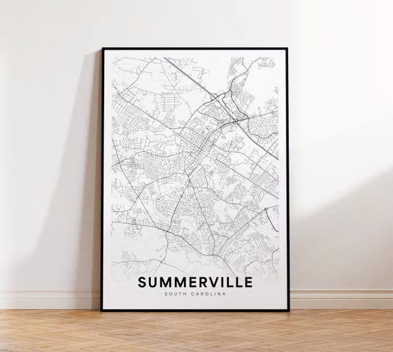 Summerville City Map Print Street Poster South Carolina Art Road Wall Decor