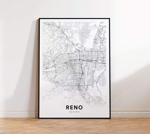 Reno City Map Print Street Poster Nevada Art Road Wall Office Decor