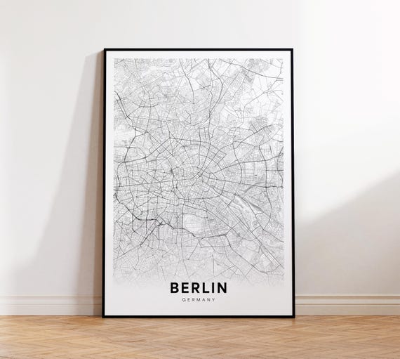 Berlin City Map Wall Art Minimalist Poster Germany Travel Decor Modern Stadtkarte