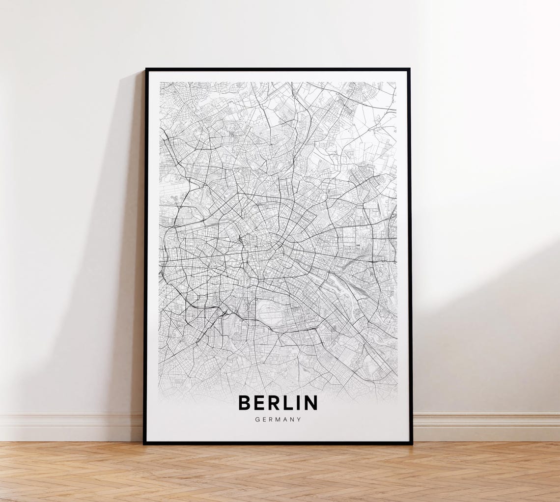 Berlin City Map Wall Art Minimalist Poster Germany Travel Decor Modern Stadtkarte