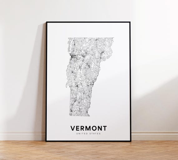 Vermont Map Print State Minimalist Vt Usa Art Gift Wall Home Decor