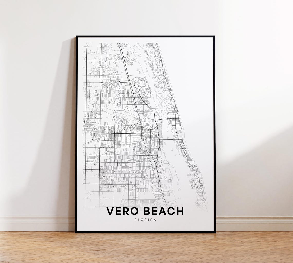 Vero Beach Map Print City Poster Florida Art Street Road Wall Office Decor