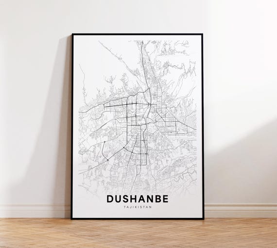 Dushanbe City Map Print Poster Tajikistan Art Street Road Home Office Decor Wall