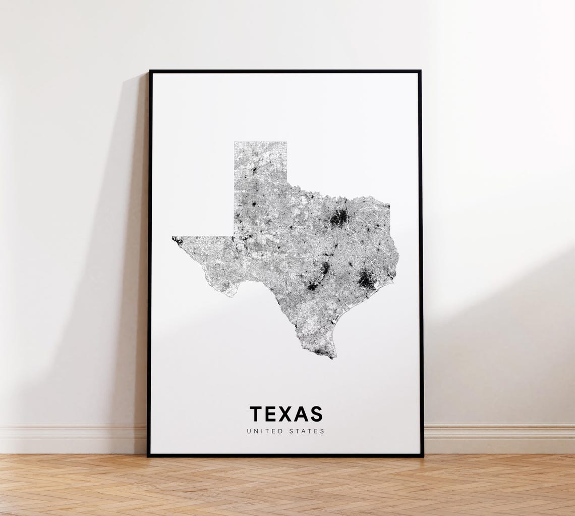 Texas Map Print State Minimalist Tx Usa Art Gift Wall Home Decor