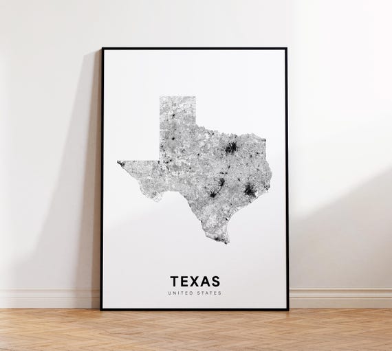 Texas Map Print State Minimalist Tx Usa Art Gift Wall Home Decor