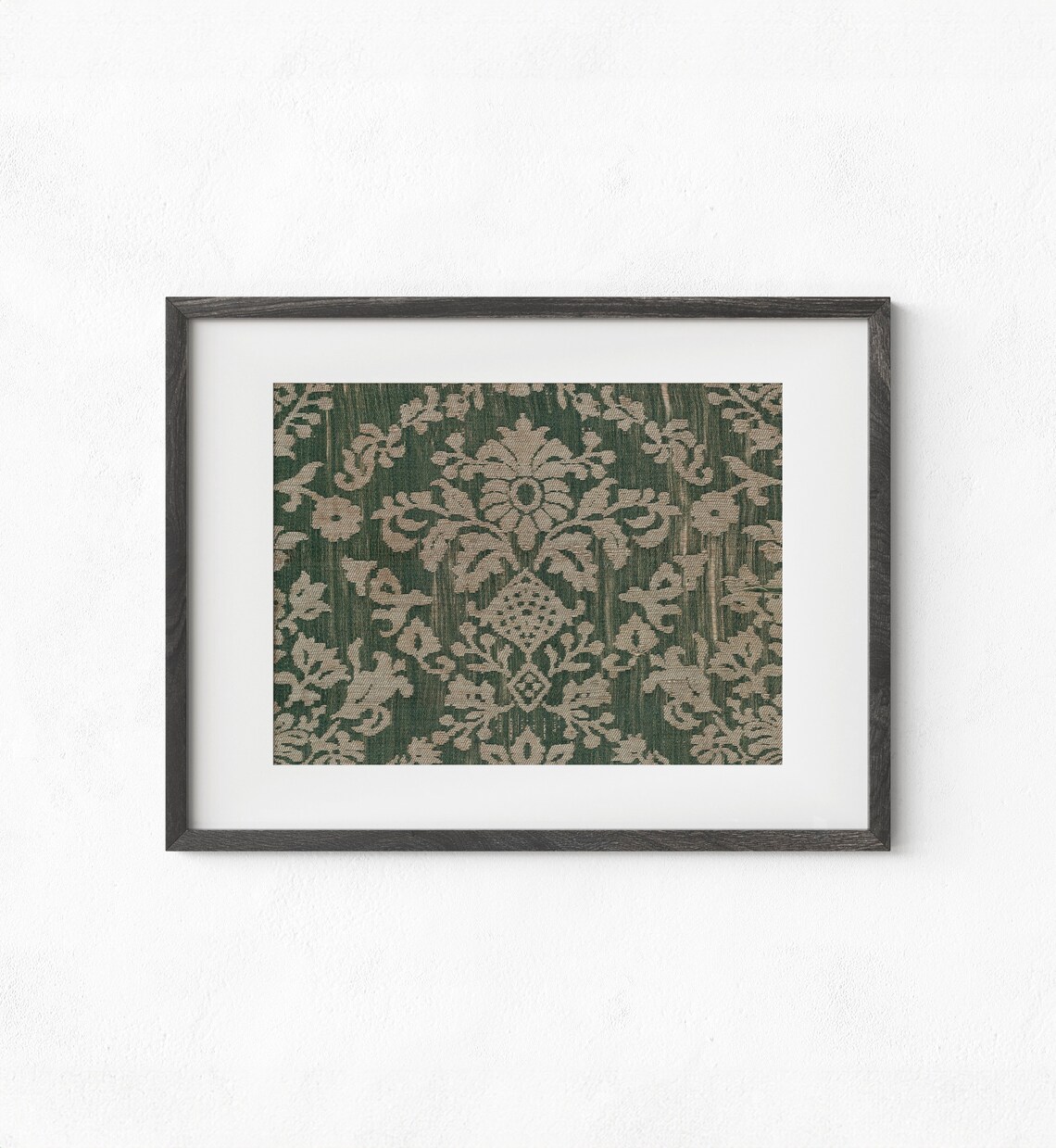 Vintage Dark Green Floral Tapestry Art Print - Image 2