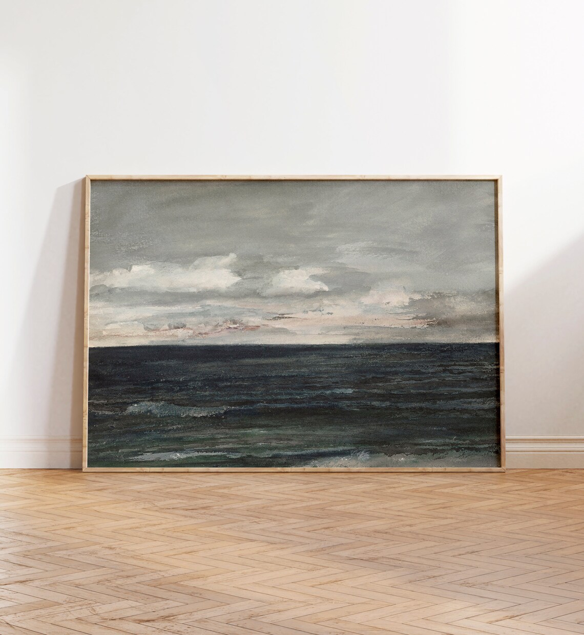 Vintage Ocean Landscape Oil Painting Art Print - Image 2