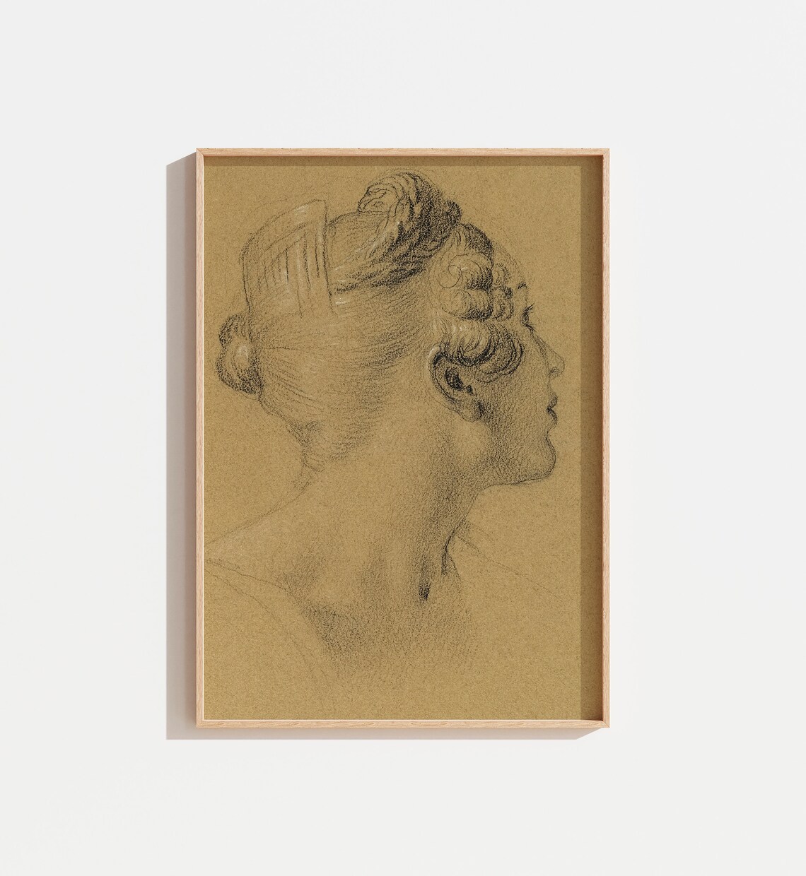 Vintage Warm Yellow Sketch of Woman Art Print