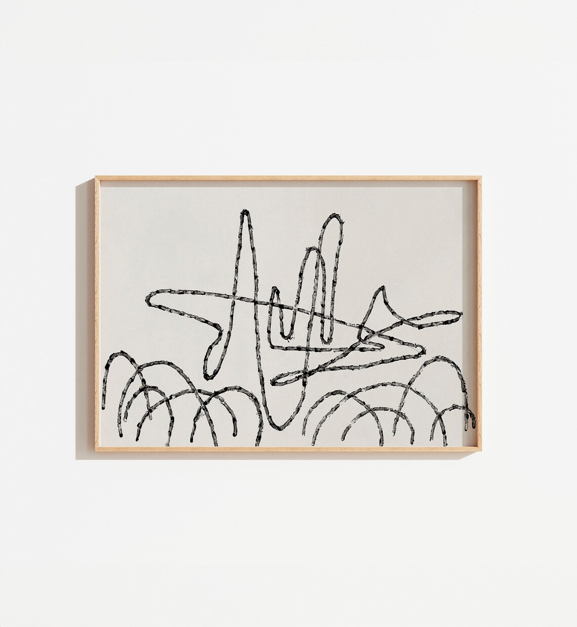 Vintage Black And White Scribble Abstract Art Print