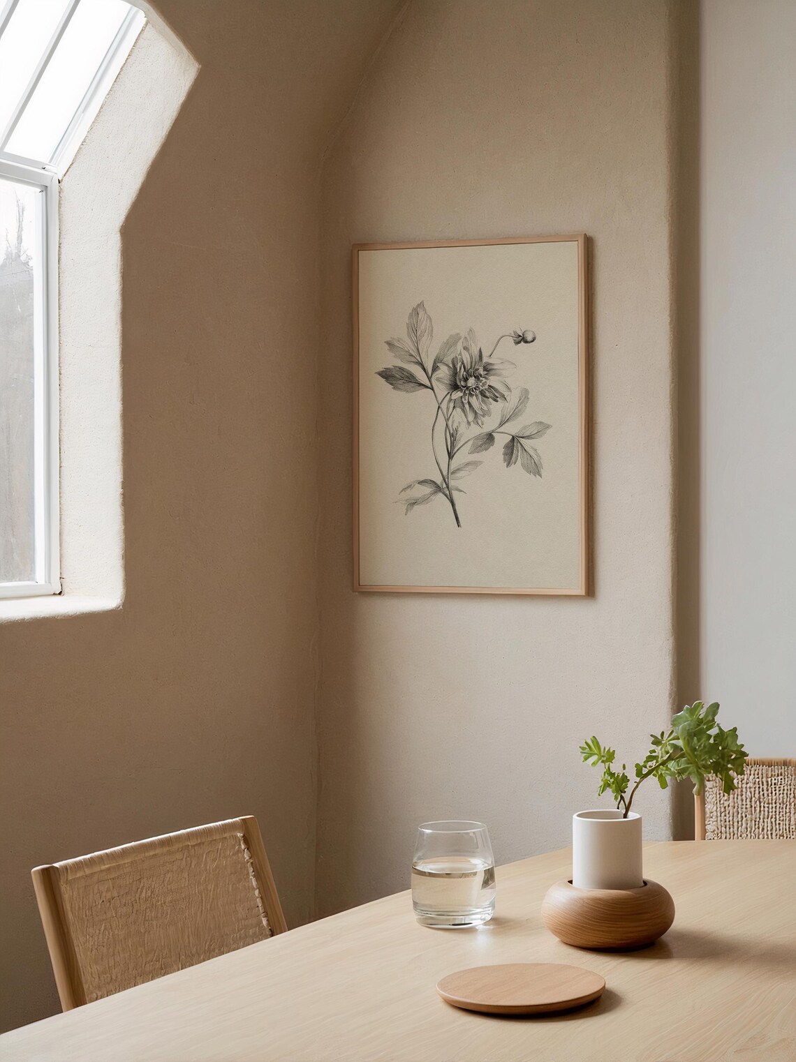Vintage Black White Botanical Engraving Flower Sketch Neutral Wall Art - Image 4