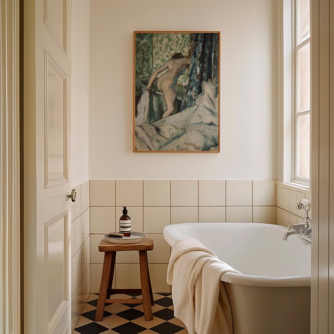 Vintage Bath Portrait Painting, Bathroom Wall Art - Image 4