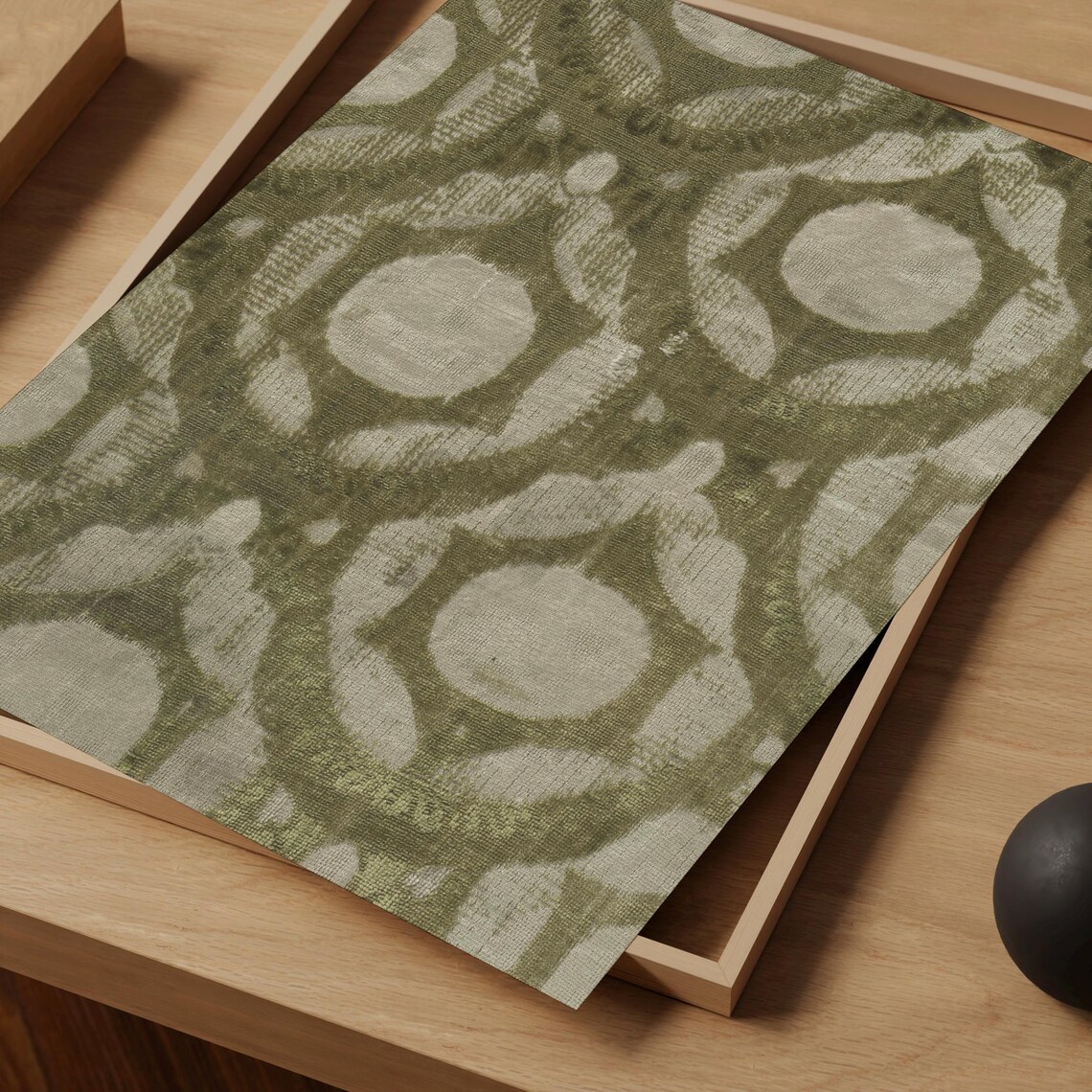 Vintage Olive Green Tapestry Floral Art Print - Image 3