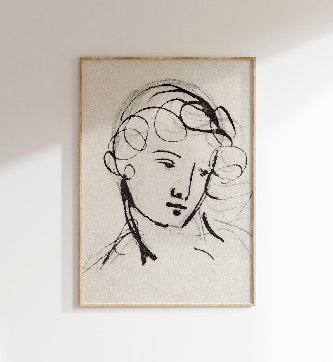 Vintage Black And White Sketch of Woman Art Print - Image 2