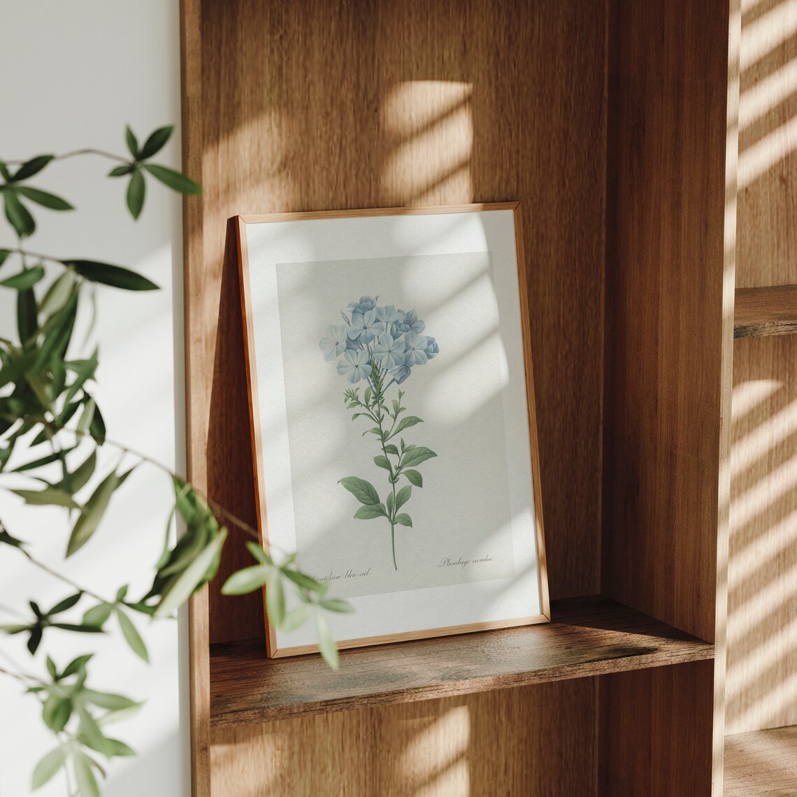 Vintage Blue Floral Botanical Art Print, Neutral Cream - Image 2
